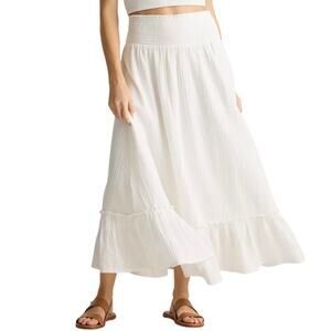 Quince White A-Line Maxi Skirt